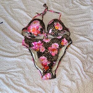 Floral Leopard Print Bikini Set